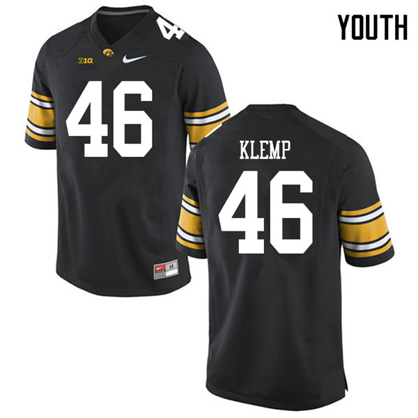 Youth #46 Logan Klemp Iowa Hawkeyes College Football Jerseys Sale-Black - Click Image to Close